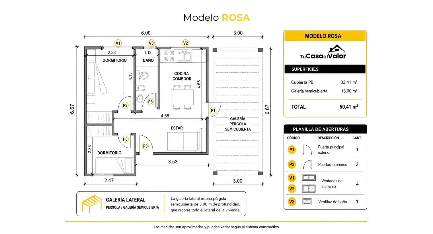Plano del modelo Rosa